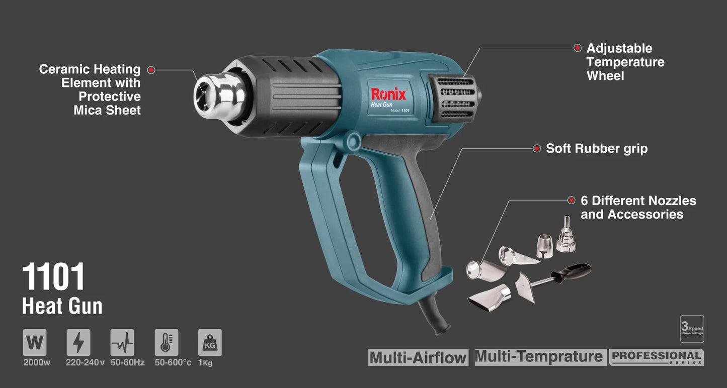 [1101] Pistola termica elettrica 2000W-5 ugelli