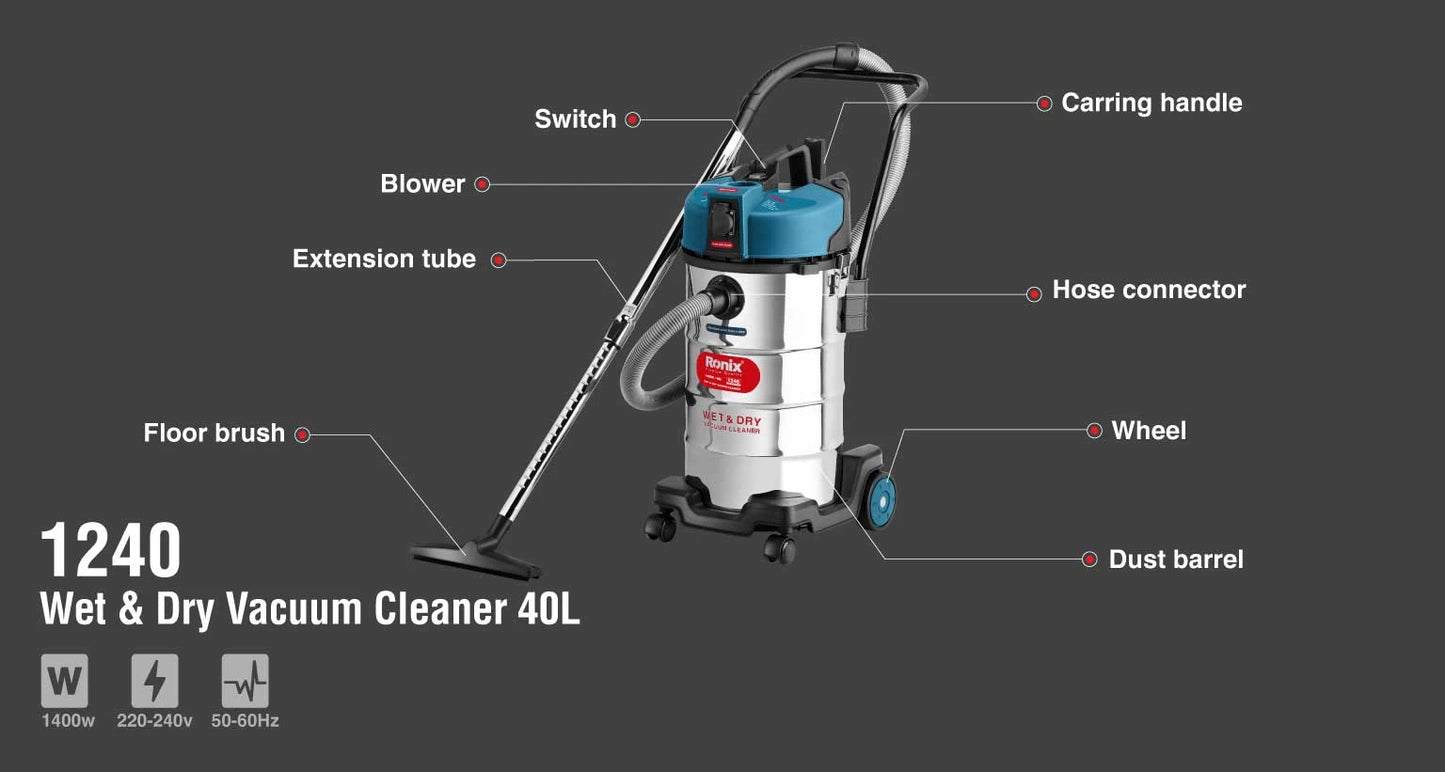 [1240] Aspiratore Wet & Dry - 40L 1400W