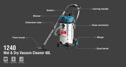[1240] Aspiratore Wet & Dry - 40L 1400W