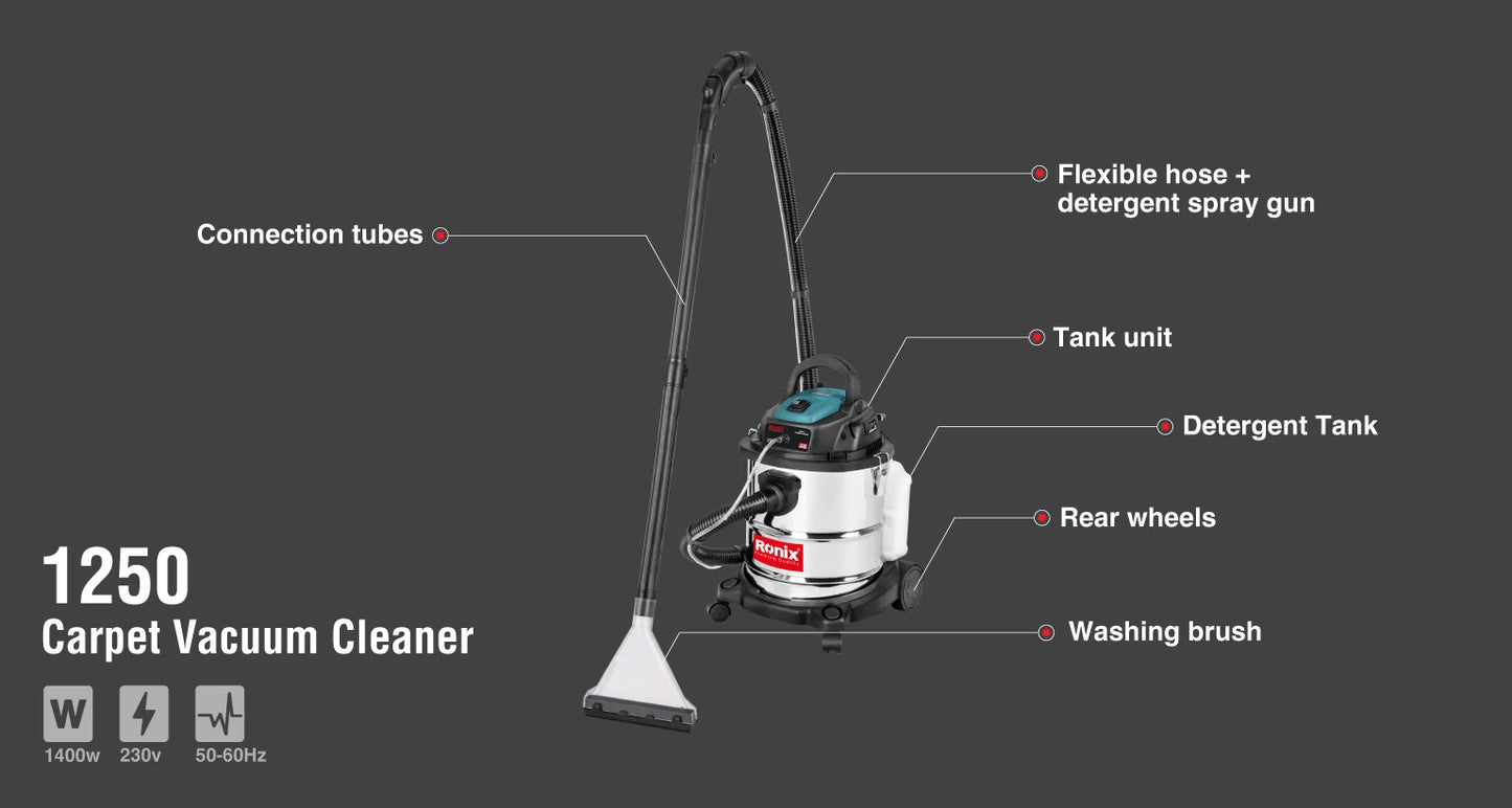 [1250] Aspiratore per Moquette Aspirapolvere 1400W-20L