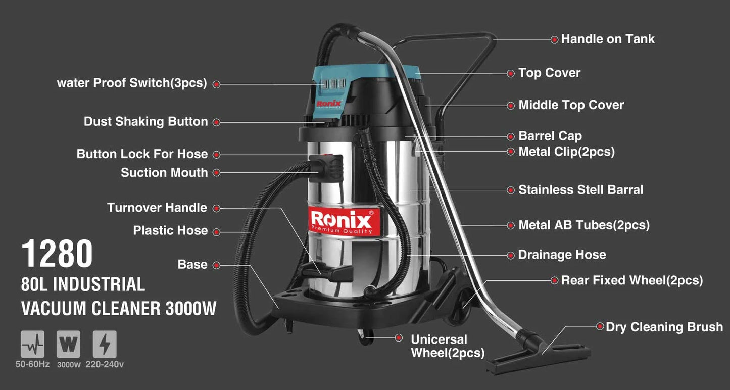 [1280] Aspiratore Industriale 3000W