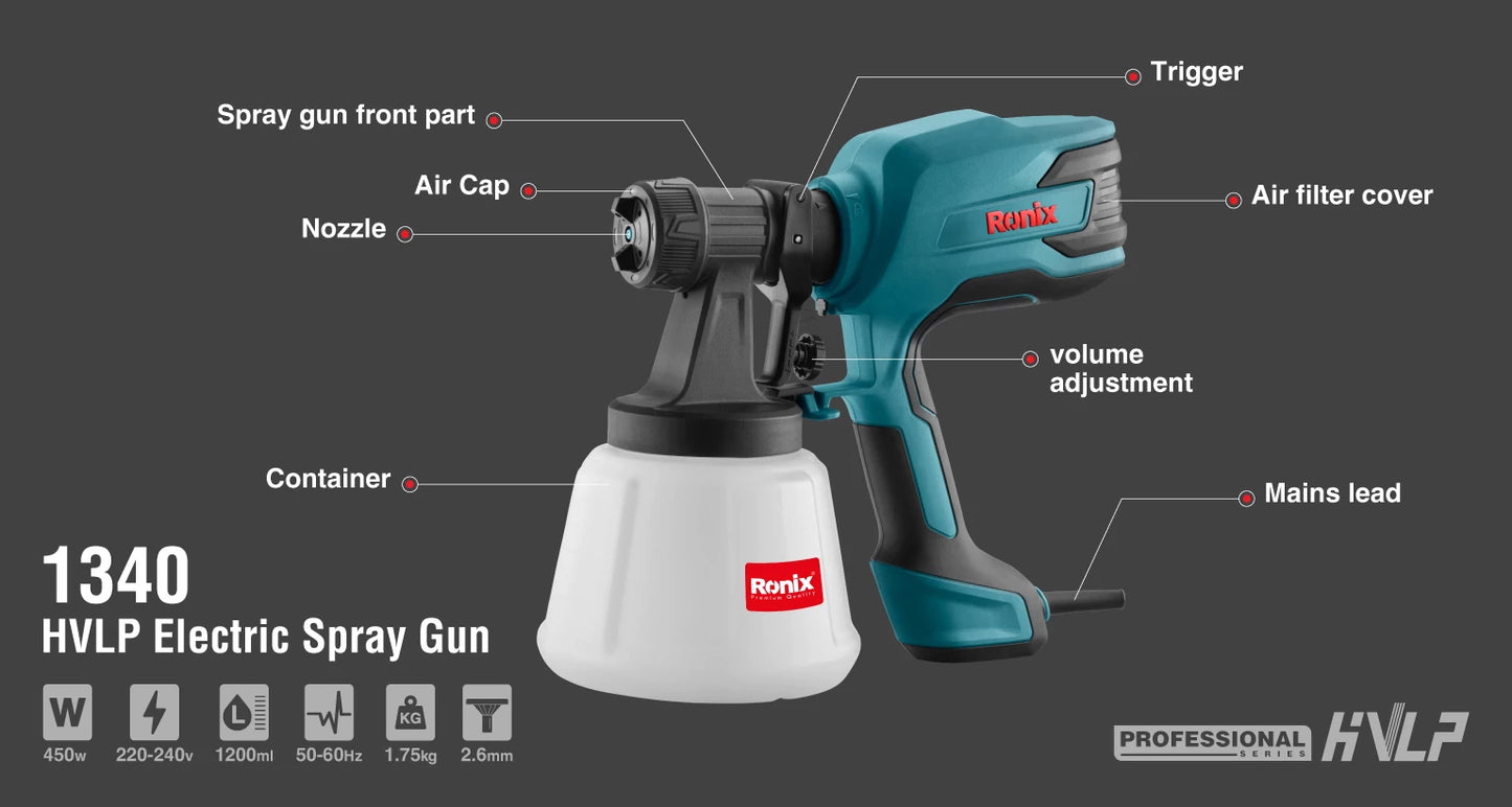 [1340] Pistola a Spruzzo HVLP Elettrica 450W