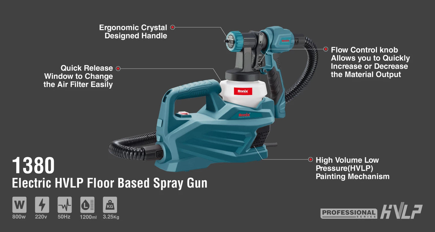 [1380] Pistola a Spruzzo HVLP Elettrica da Pavimento 800W