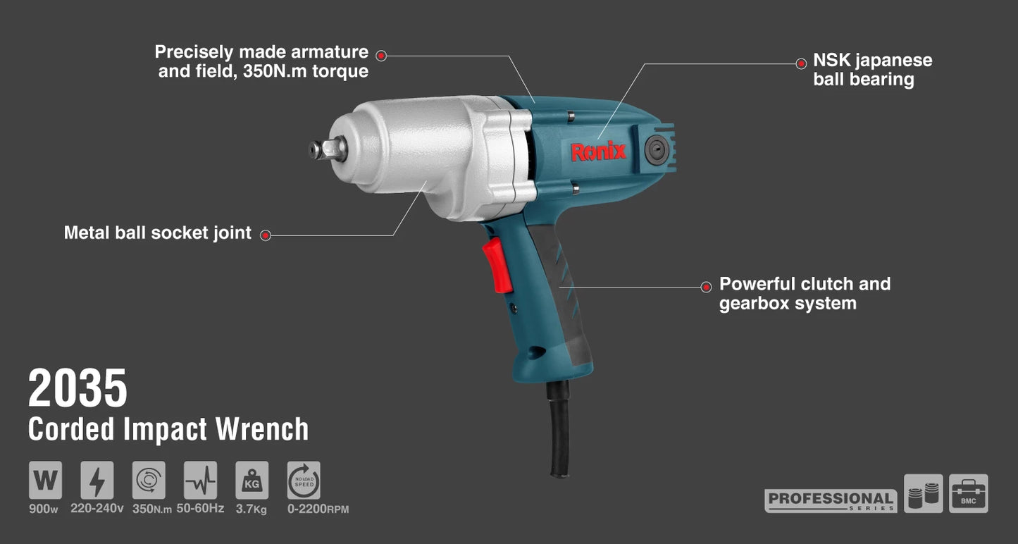 [2035] Chiave a Impulsi Elettrica 900W-1/2 inch