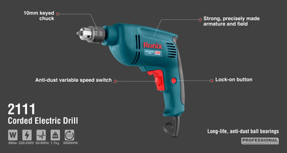 [2111] Trapano Elettrico 480W-10mm-Keyed