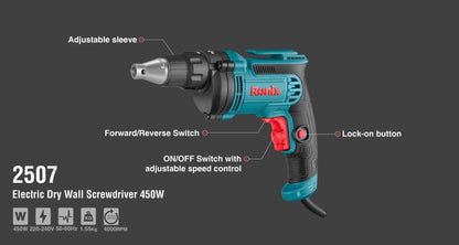 [2507] Cacciavite elettrico per cartongesso 450W 6N.m