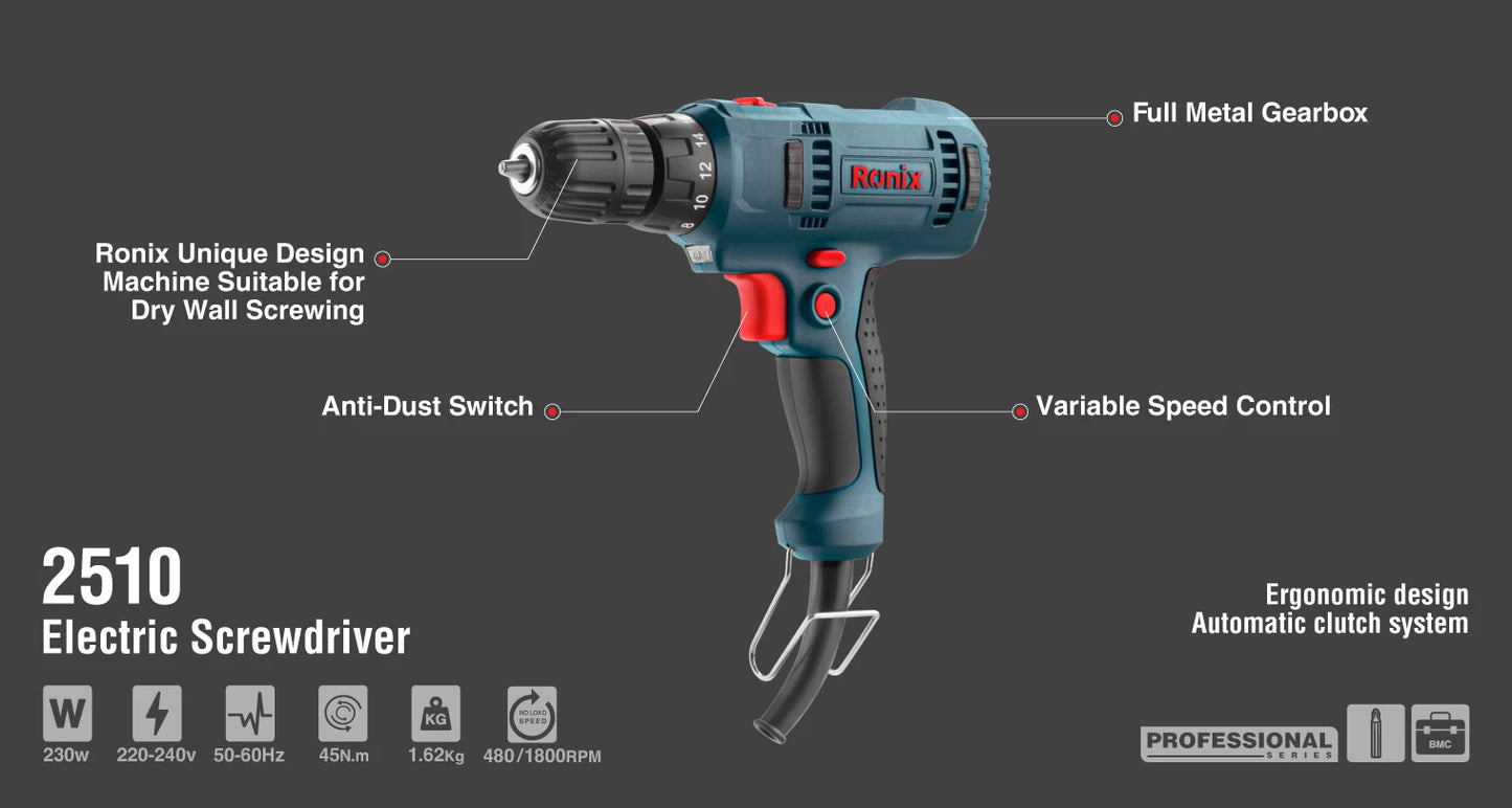 [2510] Trapano avvitatore elettrico 230W-25N.m