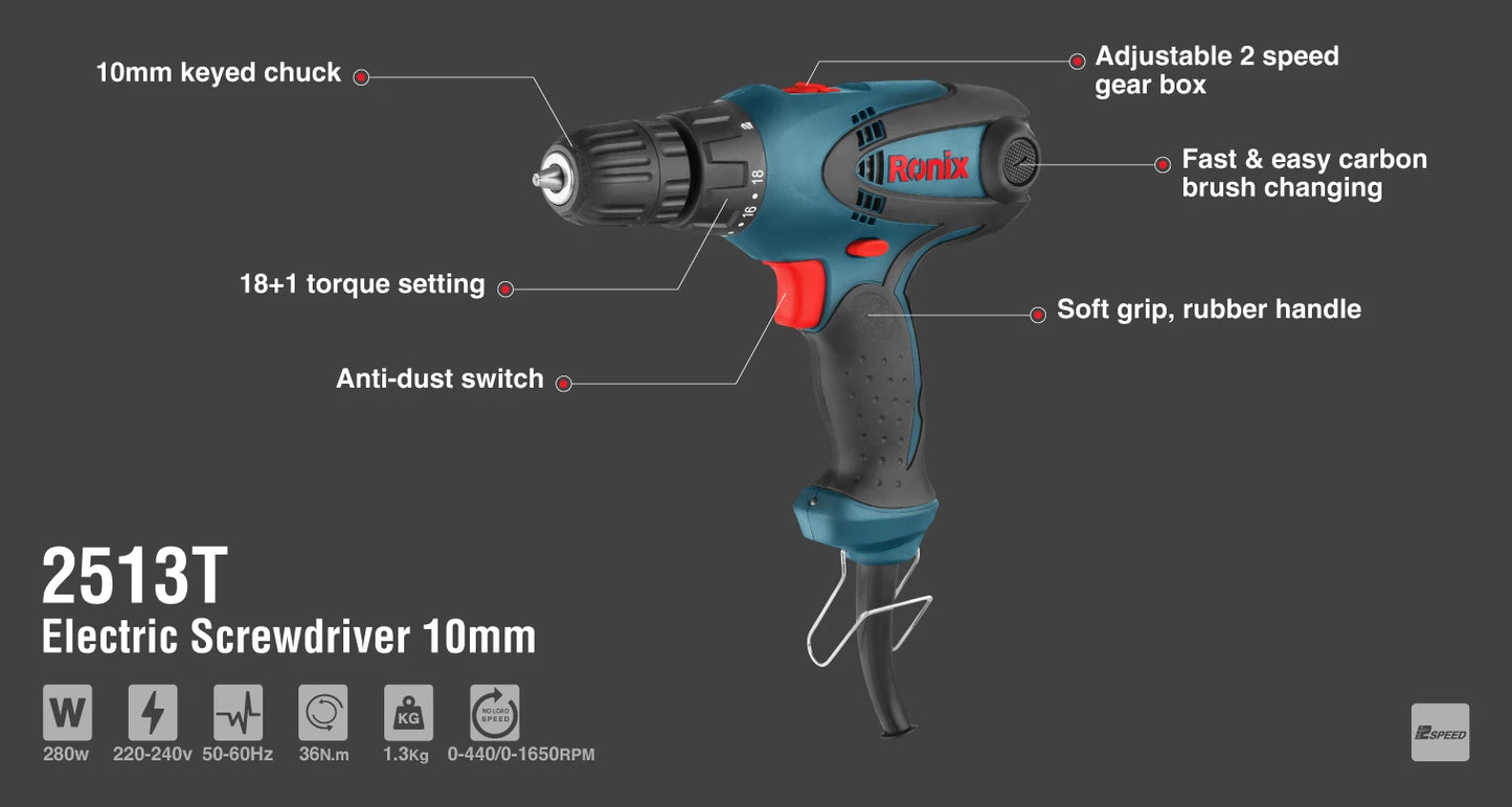 [2513T] Cacciavite Elettrico 280W-36N.m