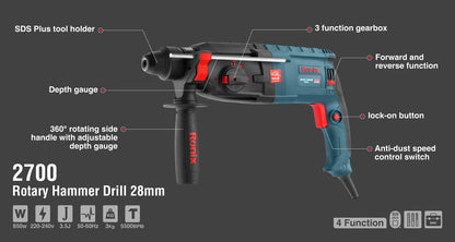 [2700] Martello Rotativo 850W-38mm-3kg