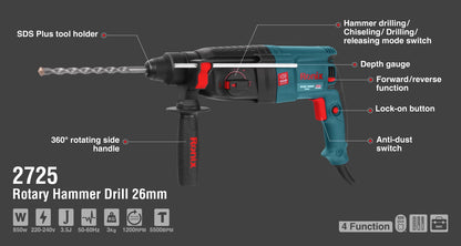 [2725] Martello Rotativo 850W-26mm-5500 BPM