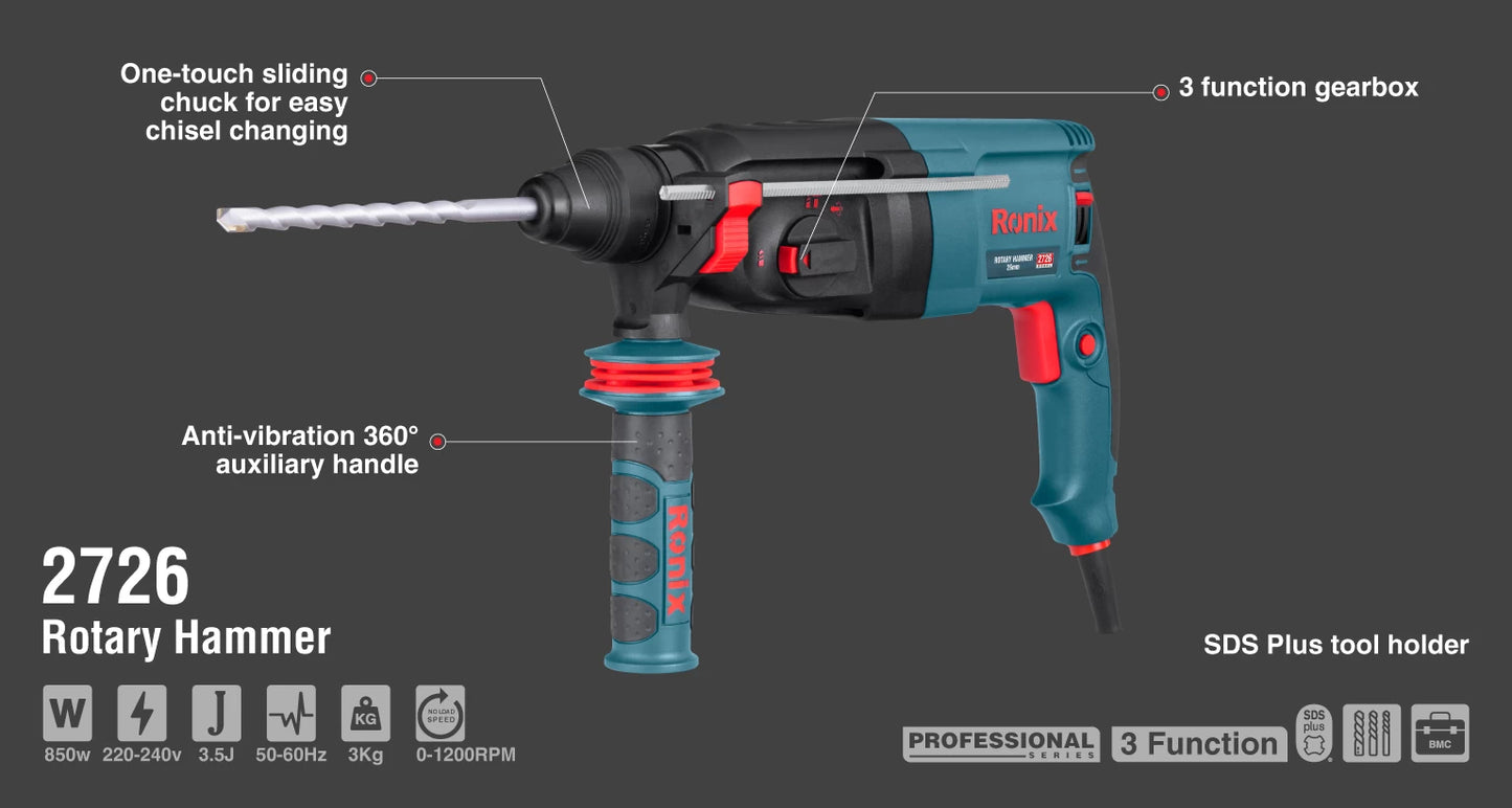 [2726] Martello Rotativo 850W-26mm-4000 BPM