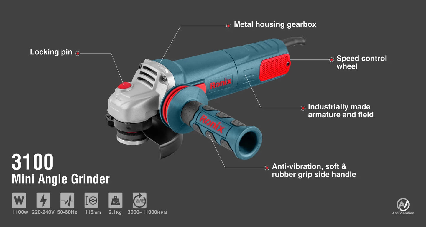 [3100] Mini smerigliatrice angolare 1100W-115mm