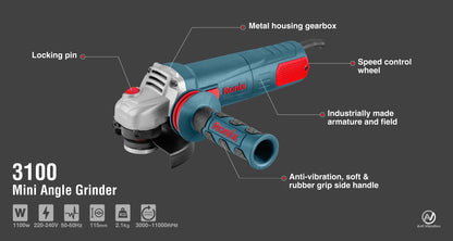[3100] Mini smerigliatrice angolare 1100W-115mm