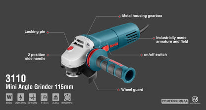 [3110] Mini smerigliatrice angolare 880W-115mm