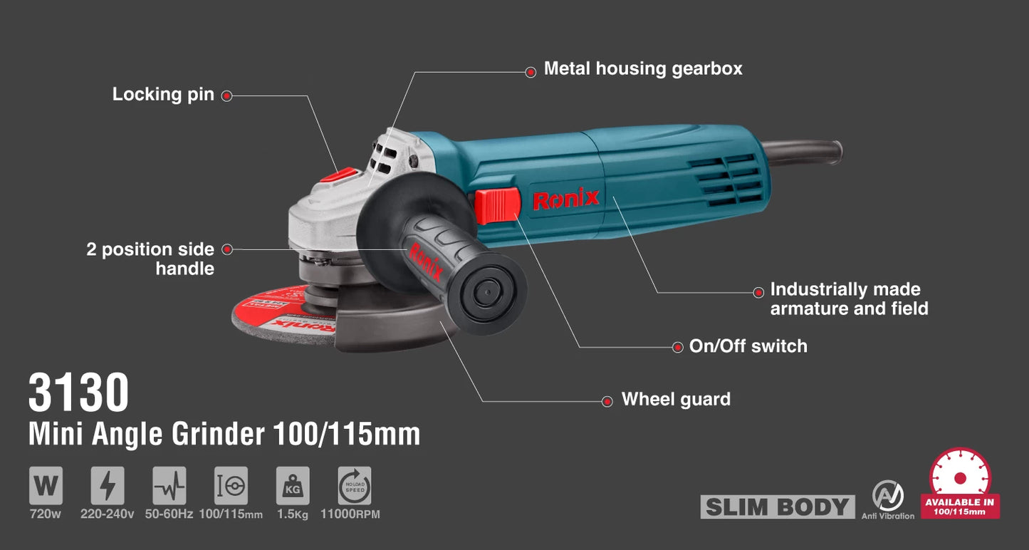 [3130] Mini smerigliatrice angolare 720W-100/115mm