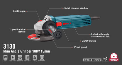[3130] Mini smerigliatrice angolare 720W-100/115mm