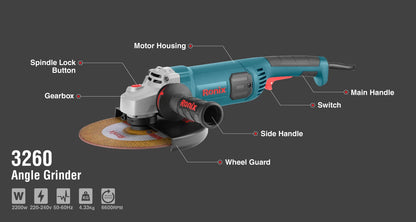 [3260] Smerigliatrice Angolare 2200W-230mm-6600RPM