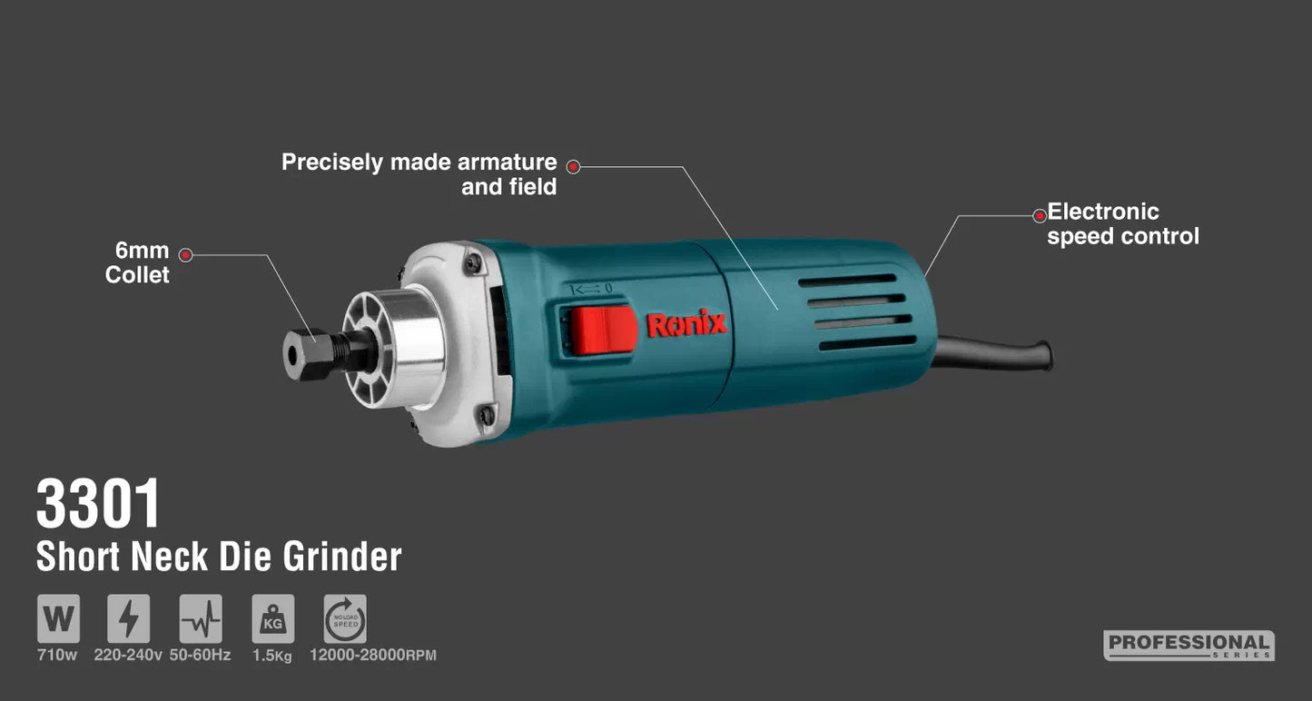 [3301] Die Grinder a Collo Corto 710W-6mm