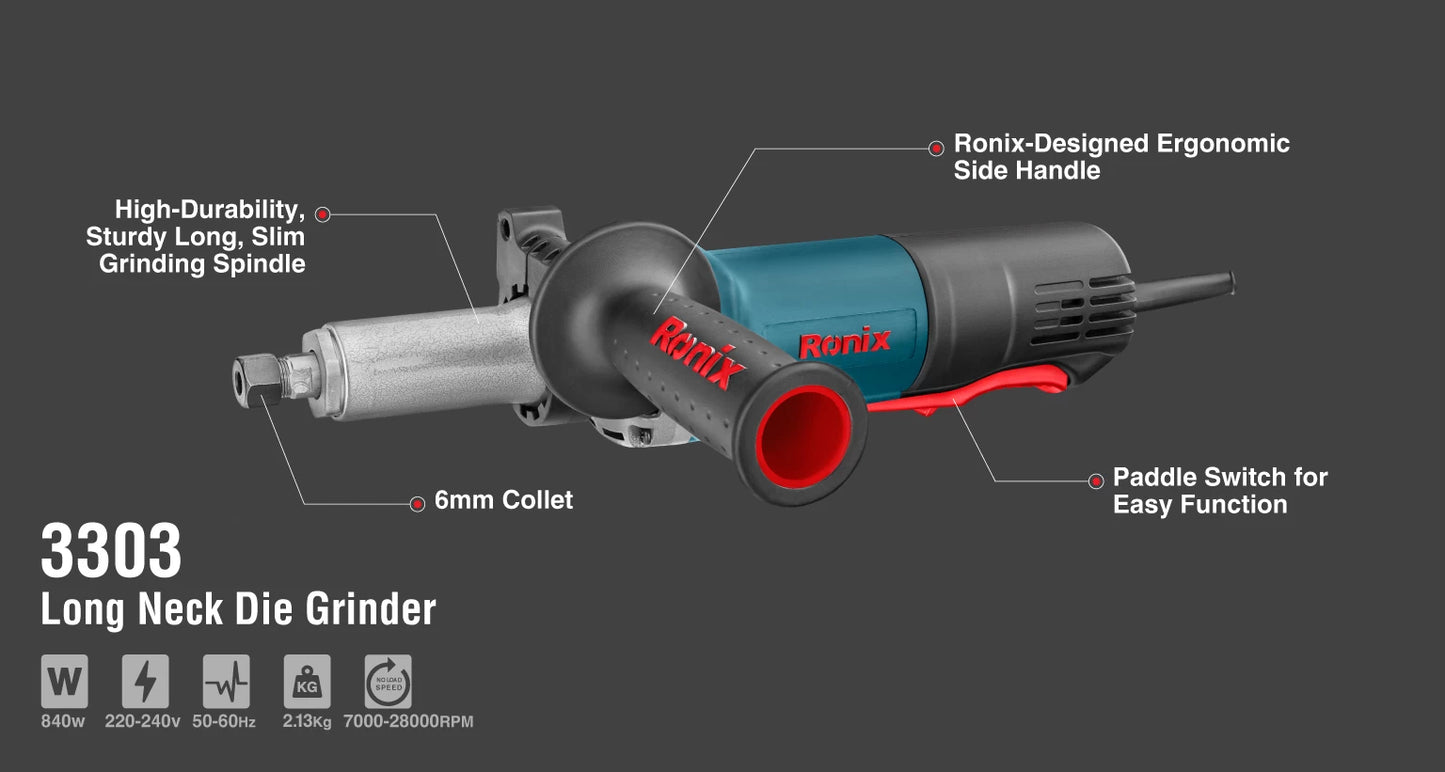 [3303] Die Grinder a collo lungo 840W-6mm