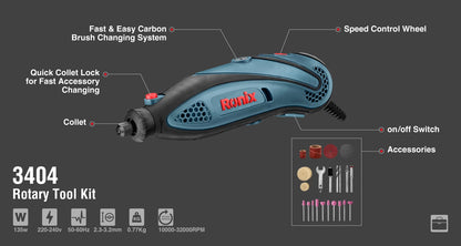 [3404] Kit di Utensili Rotativi (40pcs) 135W-(2.3-3.2mm)