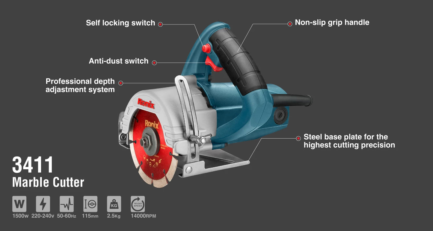 [3411] Cutter per Marmo 1500W-115mm-14000RPM