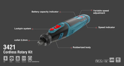 [3421] Kit mini Grinder 8V Cordless - 3,2 mm