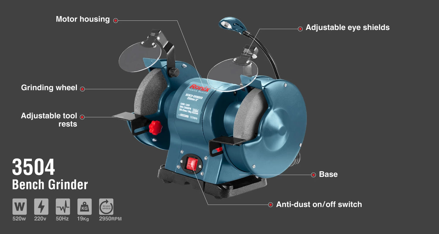 [3504] Smerigliatrice da Banco, 520W, 8*200*20mm