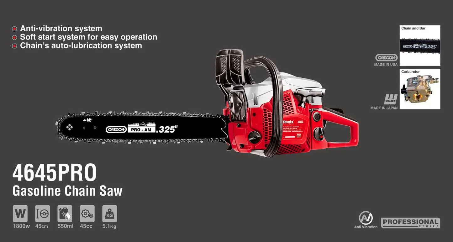 [4645PRO] Motosega a Benzina 1800W-45cm