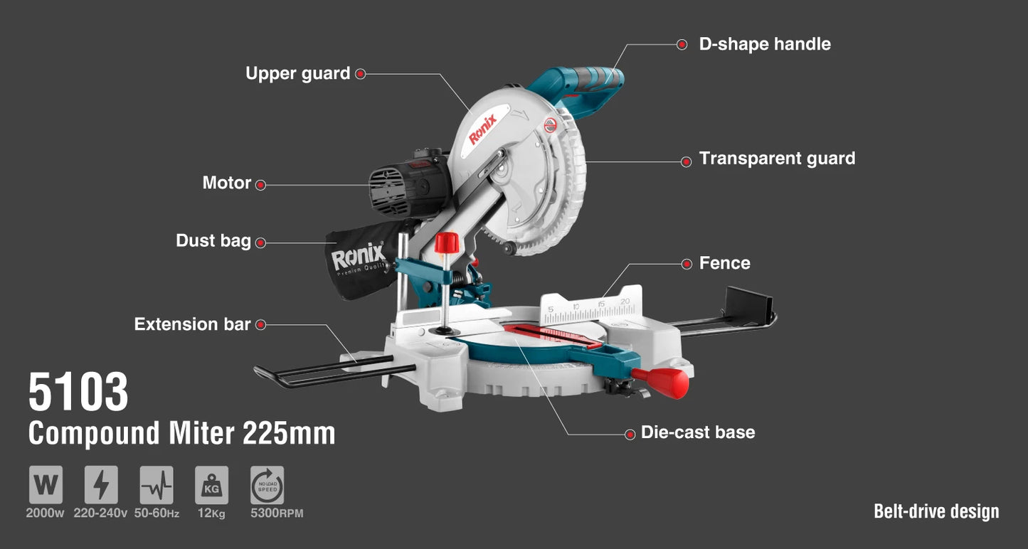 [5103] Segatrice a Nastro Compound 2000W-225mm