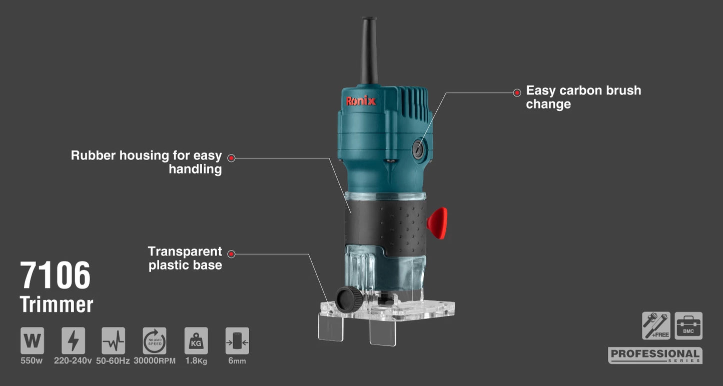 [7106] Trimmer Elettrico per Legno 550W-6mm-BMC