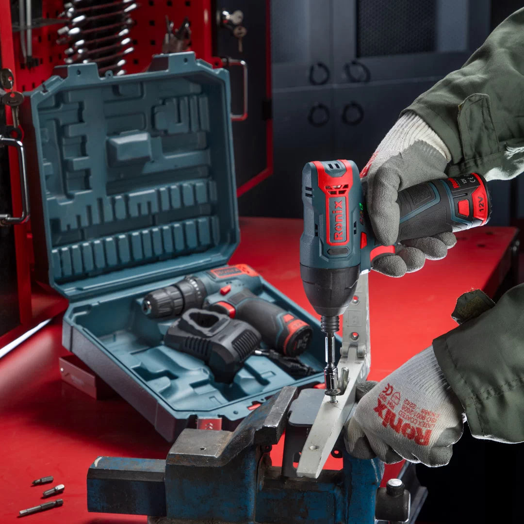 [8105K] Kit di Trapano e Cacciavite Cordless 12V