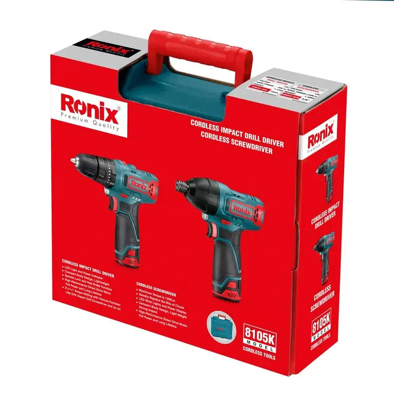 [8105K] Kit di Trapano e Cacciavite Cordless 12V