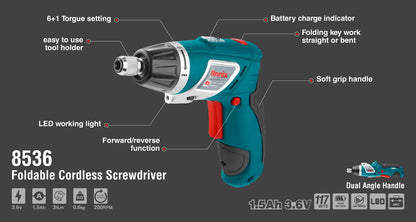 [8536] Cacciavite cordless pieghevole 3.6V 3N.m