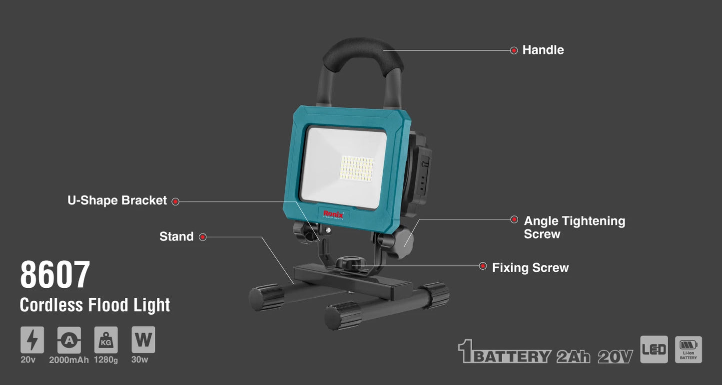[8607] 20v Flood Light Cordless 30W