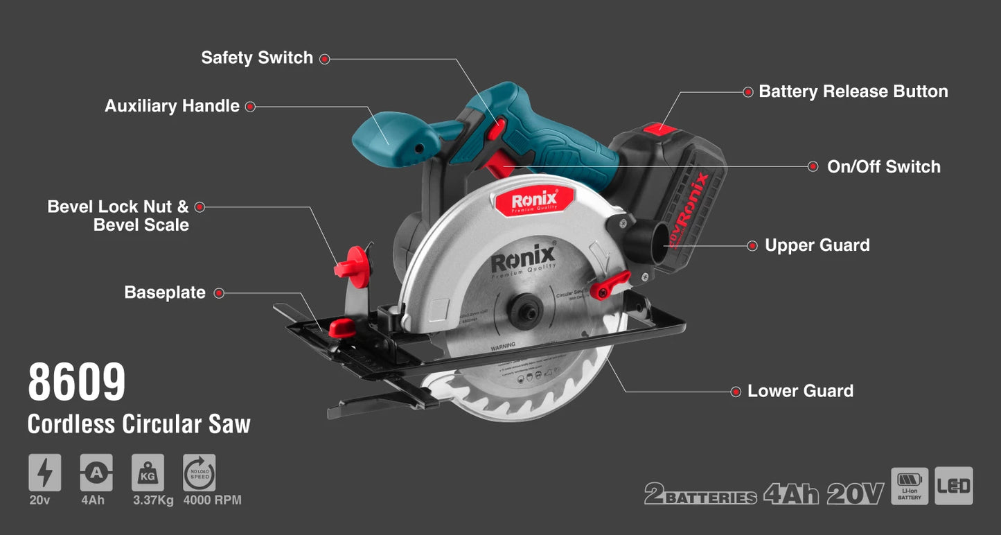[8609] Segatrice circolare 165mm 20V Cordless