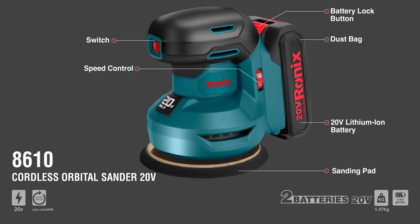 [8610] Smerigliatrice orbitale cordless 20V