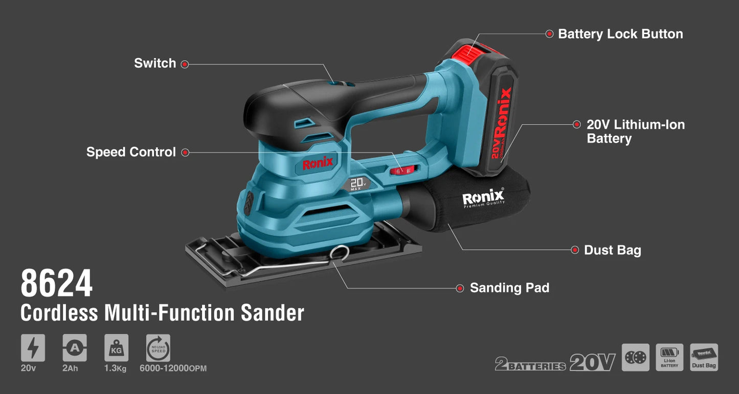 [8624] Smerigliatrice multifunzione cordless 20V 3in1 12000RPM