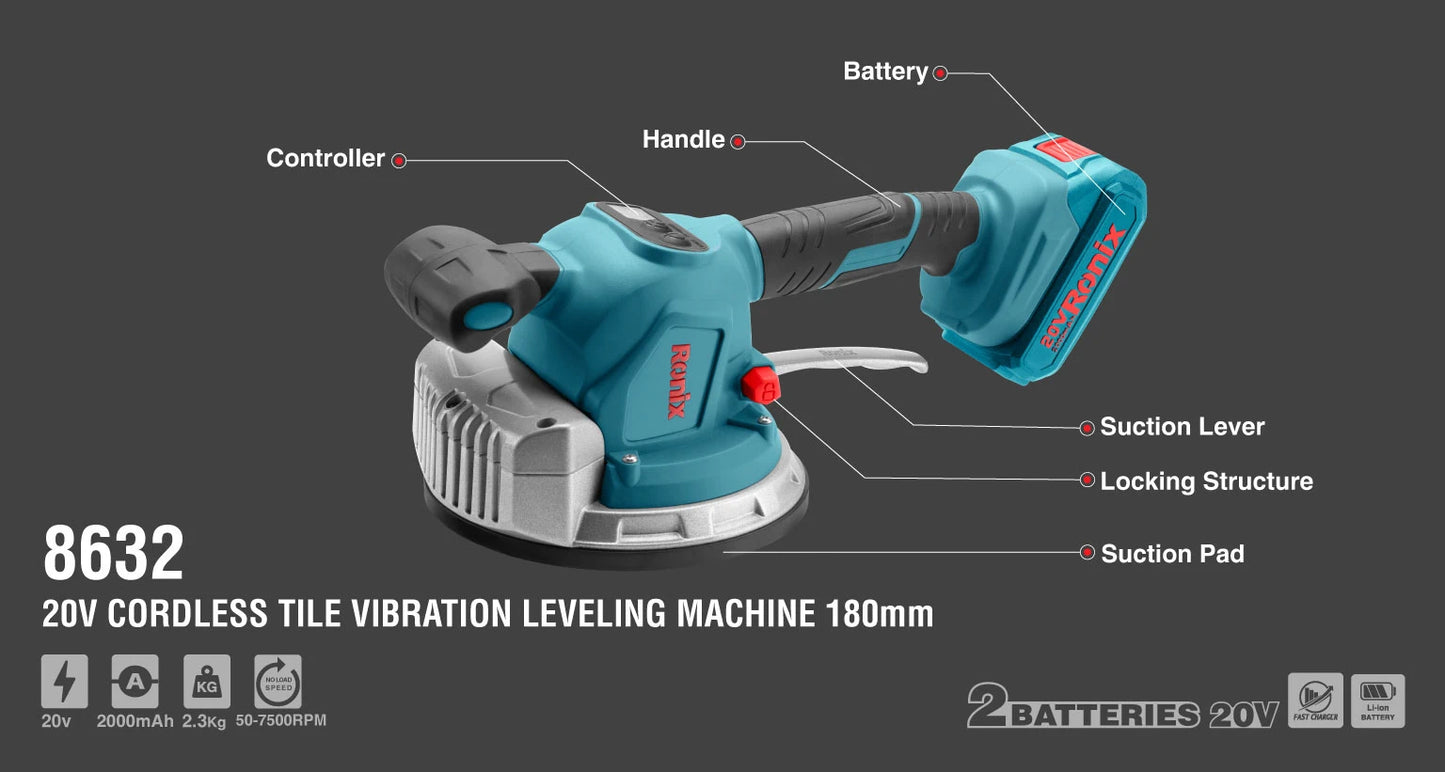 [8632] Macchina Livellatrice a Vibrazione per Piastrelle 20V Senza Filo 180mm