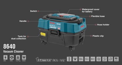 [8640] Aspirapolvere compatto cordless 20V 15L