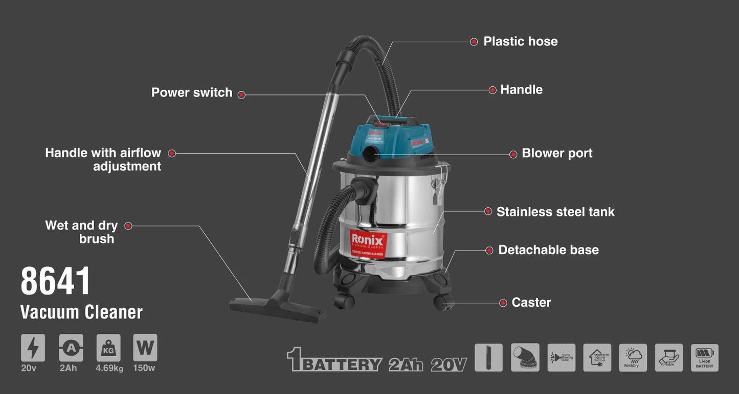 [8641] Aspirapolvere Compatto Cordless 20V 20L