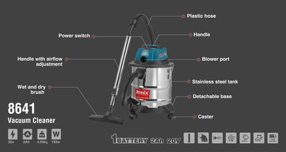 [8641] Aspirapolvere Compatto Cordless 20V 20L