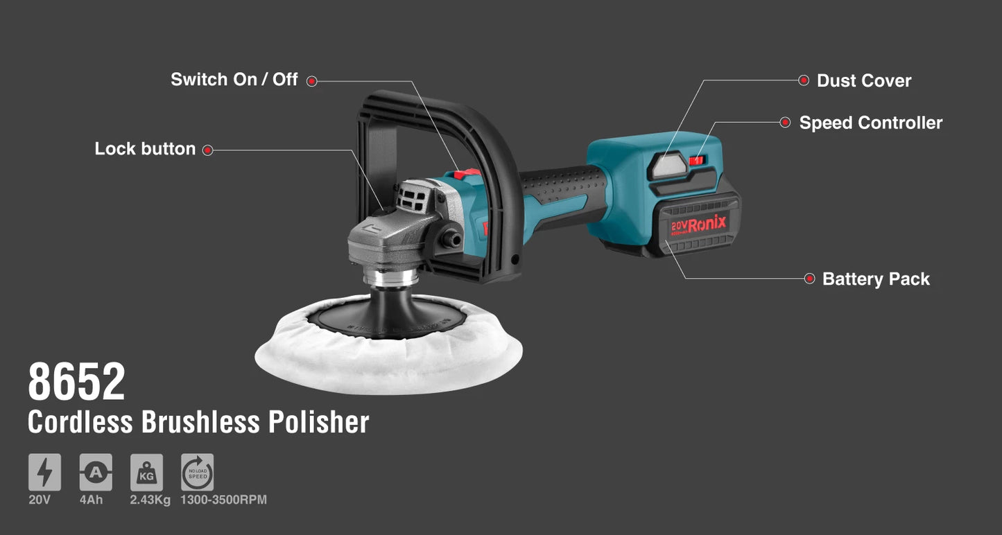 [8652] 20V Brushless Cordless lucidatrice