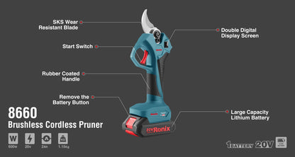 [8660] Potatore Cordless Brushless 20V 28mm