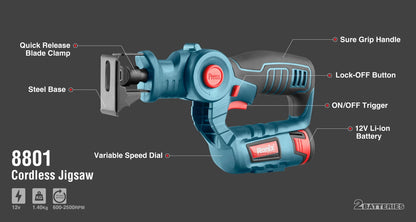 [8801] Seghetto alternativo cordless, 12V, 2500RPM