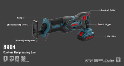 [8904] Seghetto alternativo cordless brushless 20V 3000 SPM