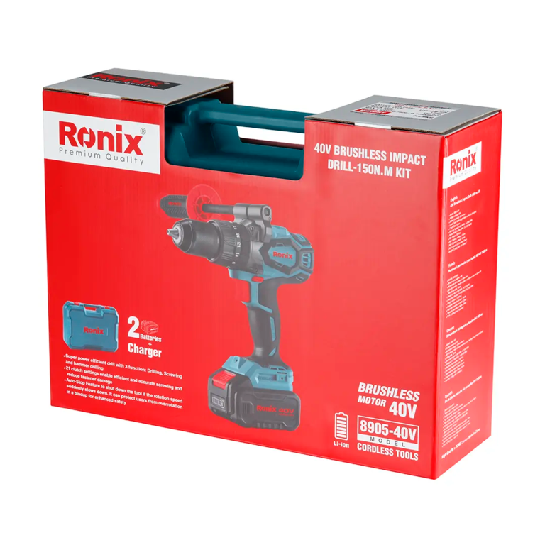 [8905-40V] Kit di Trapano a Percussione Cordless Brushless 40V 150 N.m