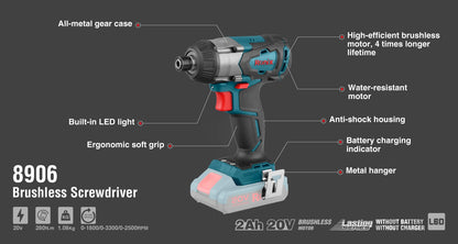 [8906] Cacciavite 20V Brushless Cordless 280N.M