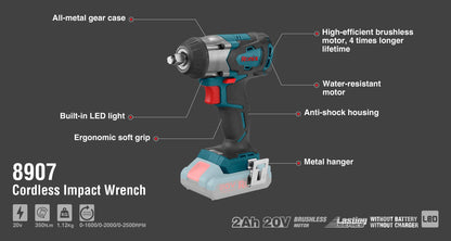 [8907] Chiave a impulsi 1/2 pollice 20V Brushless