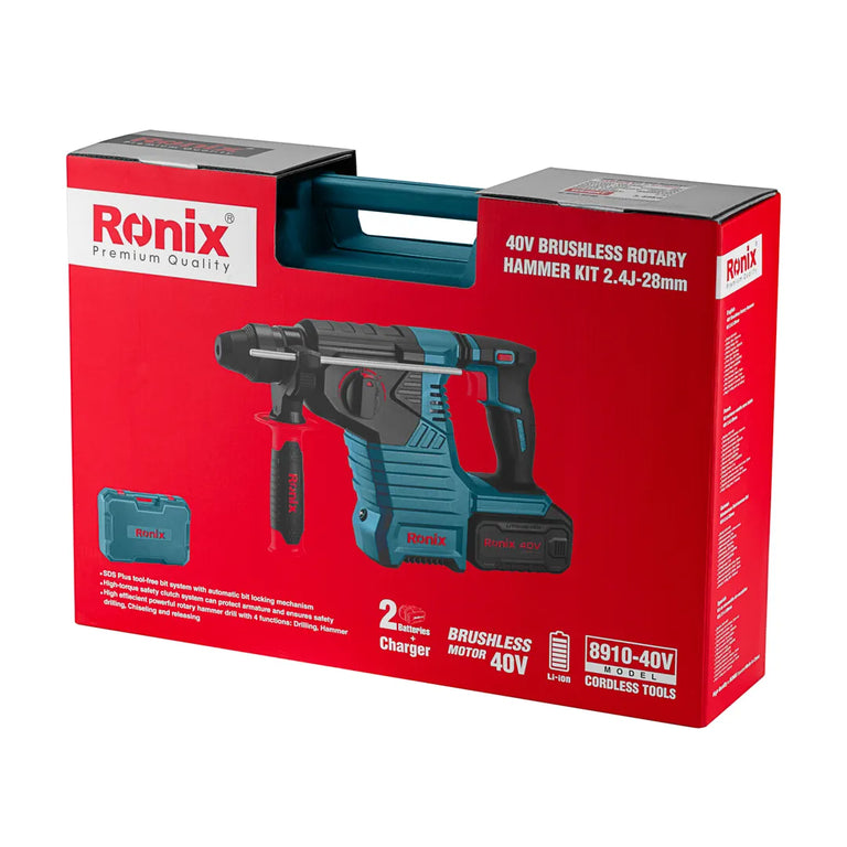 [8910-40V] Kit Martello Rotativo Cordless Brushless 40V 2.4 J – 28 mm