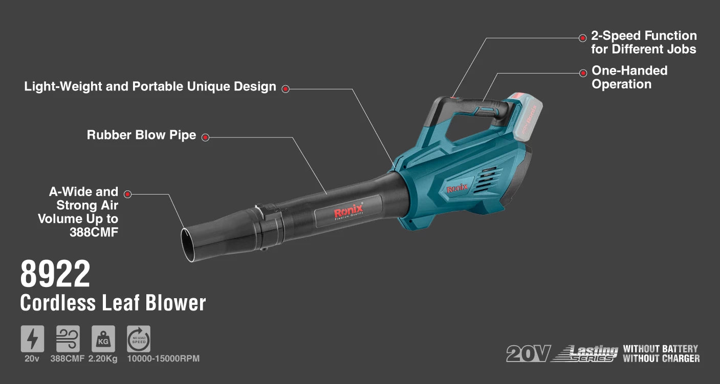 [8922] Soffiatore per Foglie 20V Cordless 15000RPM